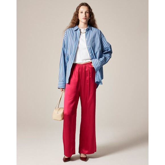 J. Crew Pants - J. Crew Cosmo Satin Pants Women S Red Wide Leg Evening Holiday Party Gala Lounge